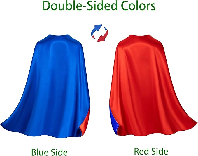 Double-Sided Superhero Capes and Masks for Kids - Perfect for Christmas, Halloween, Cosplay, and Parties