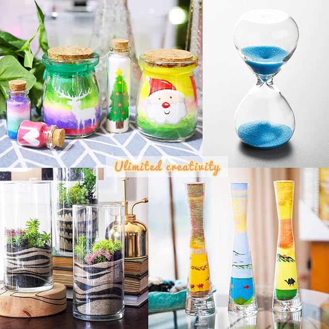 Niurewan 24 PCS Art Sand,1.25oz Bottles,DIY Sand Arts and Crafts Kit,Scenic Sand for Kids,Colored Sand Kit for Wedding Decor,Painting,Crafts