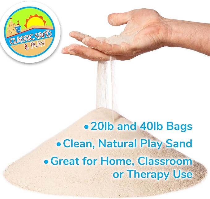 Classic Sand and Play Sand for Sandbox, Table, Therapy, and Outdoor Use, 5 lb. Bag, Natural, Non-Toxic, Wet Castle Building for Creativity and Stimulates Sensory Skills