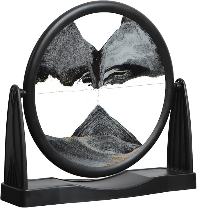 MXYATCJ | Moving Sand Art | Sand Art Liquid Motion | Sand Art Pictures | 3D Deep Sea Sandscape | Glass Sand Art Display | Sand Relaxing Gift for Adult | Home Office Decor | Desktop Toys | (8'' Black)