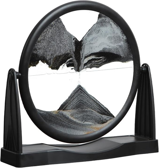 MXYATCJ | Moving Sand Art | Sand Art Liquid Motion | Sand Art Pictures | 3D Deep Sea Sandscape | Glass Sand Art Display | Sand Relaxing Gift for Adult | Home Office Decor | Desktop Toys | (10'' Black)