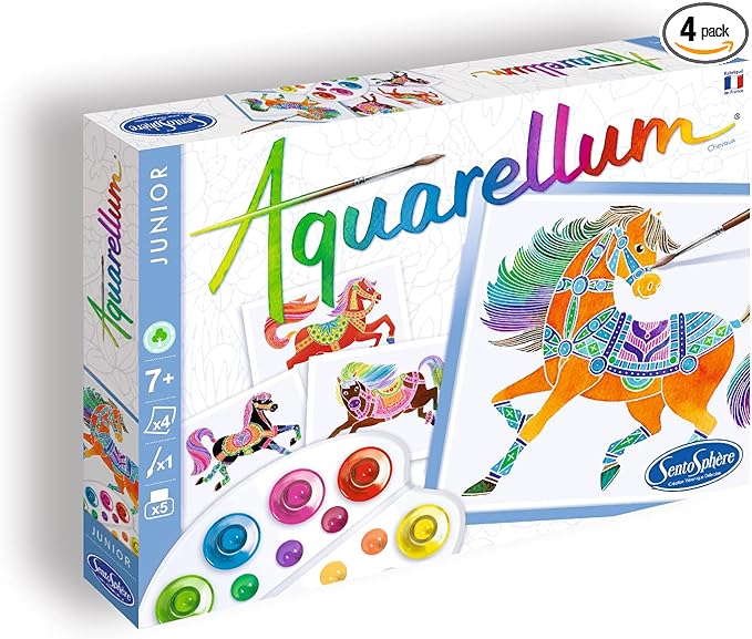 AQUARELLUM JUNIOR - HORSES - Painting kit - Magic watercolour paint - From 7 years old - made in France