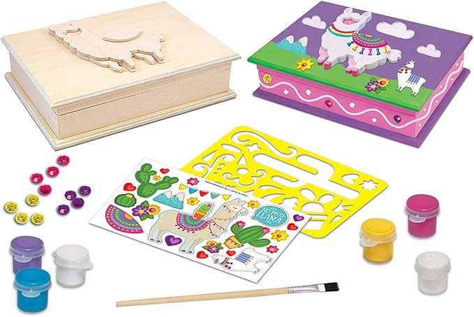 Works of Ahhh Craft Set - Llama Keepsake Box Classic Wood Paint Kit