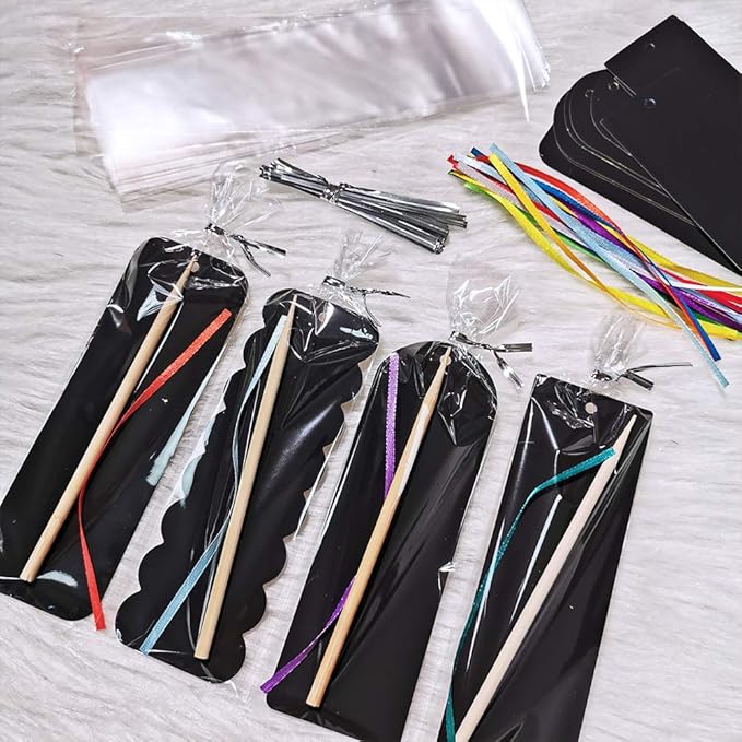 Supla 36 Sets 4 Style Magic Scratch Rainbow Bookmarks Making Kit for Kids Students Party Favor Scratch Paper DIY Bookmarks Bulk with Scratching Tools Satin Ribbons for Classroom Activities