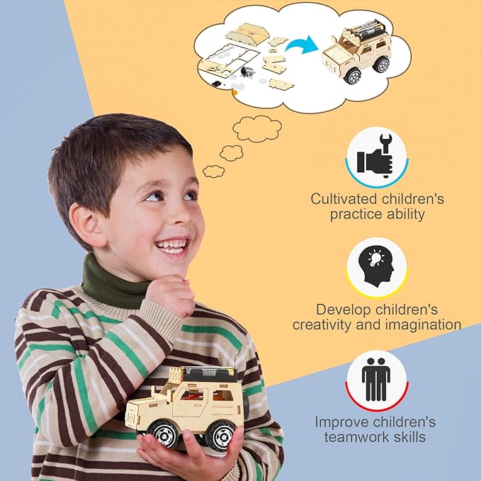 Chivao 7 in 1 Stem Kit Wood Projects for Kids to Build 3D Wooden Stem Building Kit Puzzles Mechanical Car Educational Science Models Building Toys for Kids 8 9 10 11 12 Year Old