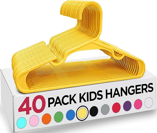 Utopia Home 40 Pack Kids Hangers - 11.5 Inch Plastic Baby Hangers for Closet - Childrens Hanger for Clothes & Infant Hanger for Closet - Ideal for Everyday Standard Use (Yellow)