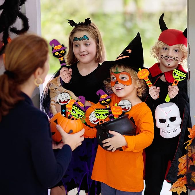 Shemira 16 Pack Halloween Crafts for Kids, Halloween Bookmark Craft for Party Favors, Halloween Trick or Treating Gifts Toys, Halloween Miniatures Prizes for Kids, Halloween School Art Activities