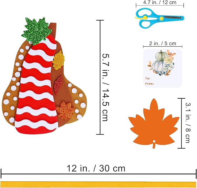 Winlyn 24 Sets Fall Pumpkin Crafts DIY Fall Pumpkin Ornaments Decorations Craft Kits Pumpkin Maple Leaf Foam Stickers Pumpkin Arts and Crafts for Kids Thanksgiving Halloween Party Classroom Activities
