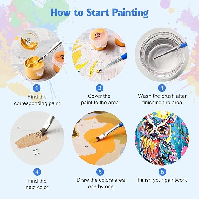 MISCER 4 Pack Paint by Numbers for Adults Beginner, Animals Paint by Number Kits with Easel, DIY Acrylic Oil Painting Suitable for Home Decoration (8 * 12 Inch)