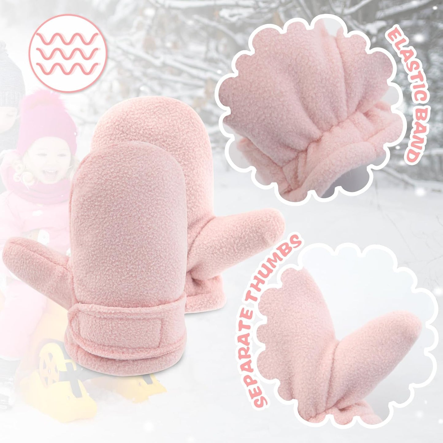 BAVST Baby Toddler Winter Mittens Girls Warm Fleece Lined Gloves Kids Sherpa Lined Mittens for Boys