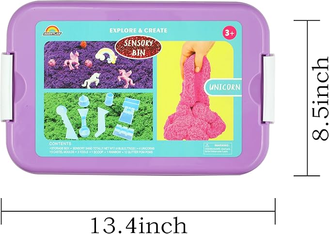 Unicorn Sensory Bin, Unicorn Sensory Toys with Play Sand for Toddlers Boys and Girls, Kids Toys Gift Sand Box for Age 3 4 5 6 7 8