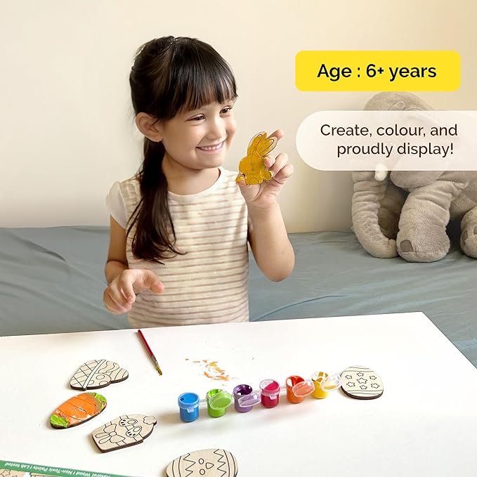 Shumee Paint Your Own Wooden Magnets -(Easter Magnets Themed) DIY Art & Craft for Kids- Age 6 Years+ | Organic 6 Non Toxic Paint | Ideal Gift for Kids | Valentine's Day Gift for Kids