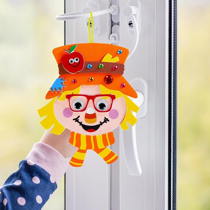 Winlyn 24 Sets Fall Craft Kits for Kids Autumn Crafts DIY Scarecrow Ornaments Fall Decorations Individual Craft Kits Thanksgiving Foam Stickers Arts and Crafts for Classroom Activities Party Favors