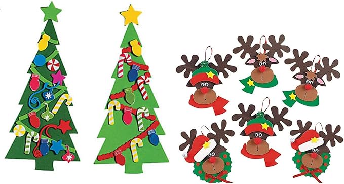 PWS Sales Foam Christmas Tree Bookmark Reindeer Ornament Holiday Craft Kits-Makes 36-Fun Craft for Kids-Party Favor Activity