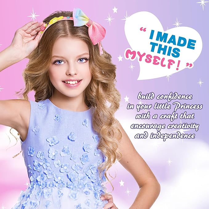 SYOKZEY Hair Accessories for Girls, Headband Making Kit,Toys Gifts for 3-12 Years Old Girls,Girls Toys Age 6-8, Arts and Craft Kits, Birthday Presents DIY Christmas Stocking Stuffers- 49 Pc