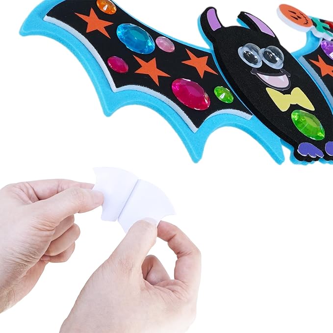 Winlyn 24 Sets Halloween Craft Kits Individual Fall Kids Craft Kits DIY Bat Ornaments Halloween Decorations Foam Bats Craft Kits Halloween Arts and Crafts for Kids Classroom Activities Party Favors