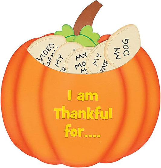 Fun Express Thankful Pumpkin Craft Kit - Makes 12 - Fall and Thanksgiving DIY Crafts for Kids