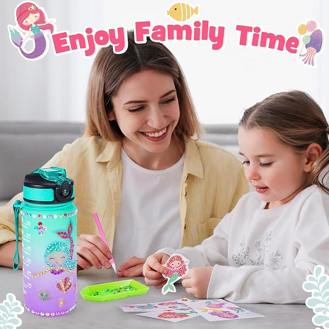 ZapWhiz Arts and Crafts for Kids Age 4-12,Water Bottle for Girls Mermaid Toys for Girls Diamond Painting Kits for Kids,Return Gifts for Birthday Party 4 5 6 7 8-12 Year Old Girls Gifts