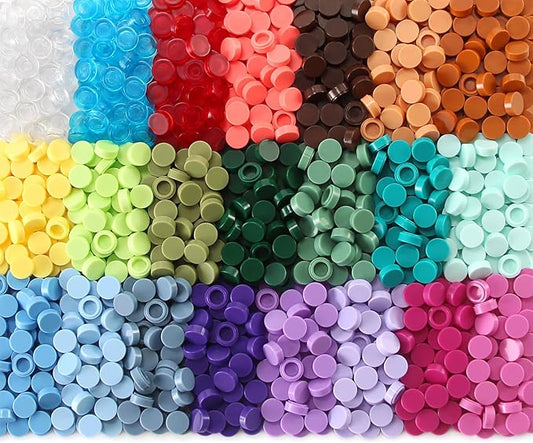 Feleph Custom 1×1 Flat Tiles 2200PCS Round Bricks MOC Parts and Pieces, 22 Colors Bulk Studs Building Accessories for Smooth Surface, Mosaics and Pixel Art Toy Dots Compatible with Major Brands 98138