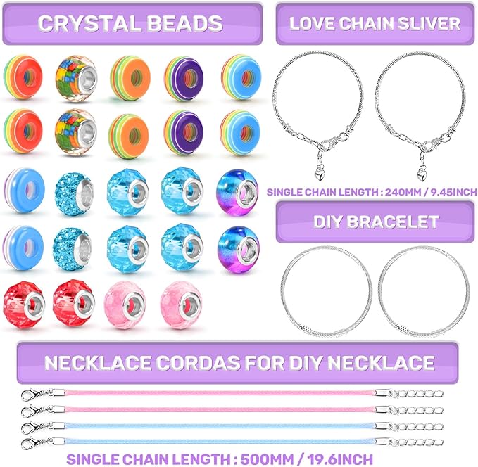 ZOOI Bracelet Making Kit for Girls, Girls Toys Age 6-8, Arts and Crafts for Kids Girls Ages 8-12, Gifts for 10 Year Old Girl, Jewelry Making Kit, Gifts for Teen Girls, Gifts for Girls Age 8-10