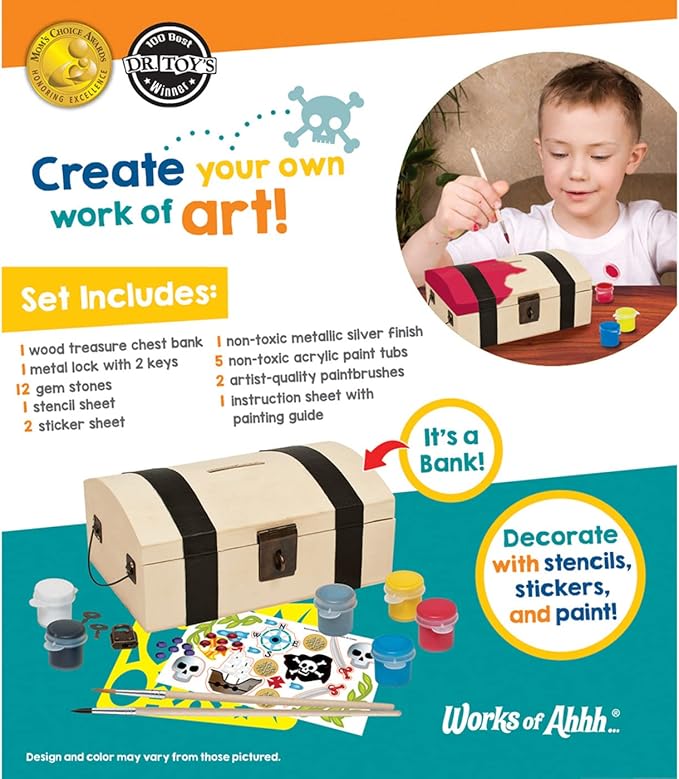 Works of Ahhh... Craft Set - Treasure Chest Classic Wood Paint Kit