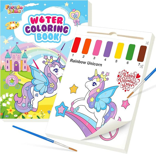Water Coloring Books for Toddlers - Easter Basket Stuffers Watercolor Paint Book Drawing Art Paper for Kids Mess Free Craft Supplies kit Toy for Age 3 4 5 6 Valentines Birthday Gift(Unicorn)
