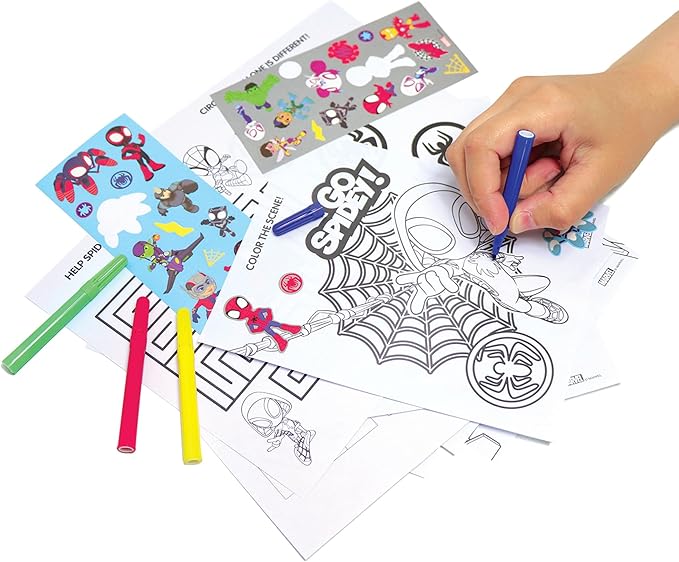 Spidey and his Amazing Friends Stow & Go Activity Kit, 17-Piece Travel Art Set, Preschool, Kids Toys for Ages 3 Up
