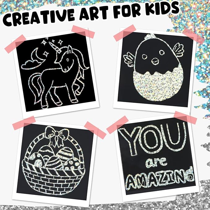 ZMLM Rainbow Scratch Art Paper Mini Note for Kids Gifts Ages 4-8 Bulk Craft Supplies for Teen Girls Boys Easter Basket Stuffers Birthday Classroom Party Games Toy Valentines Day Gift（Silver