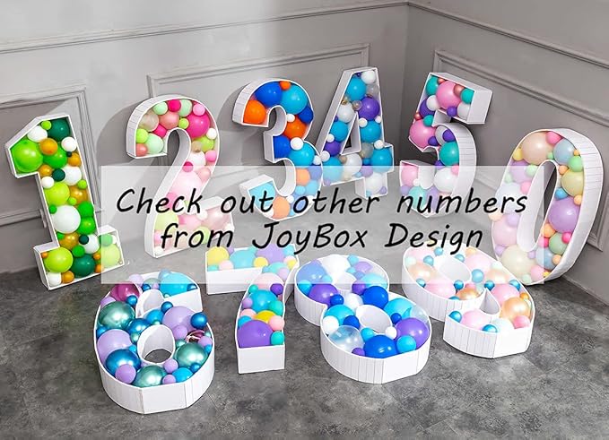 Mosaic Balloons Number Frame Marquee Light Up Number 0 Pre-Cut Large Foam Board Sign Cut-out for Boy Girl Birthday Backdrop Anniversary Decoration