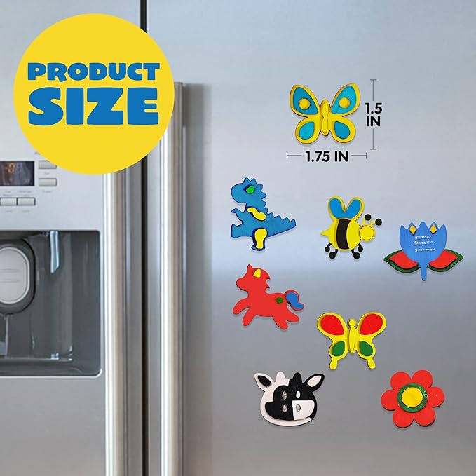 JOYIN 12 pcs Wooden Magnets, Spring Arts & Crafts for Boys and Girls, Children Painting Craft Activities Kit, Craft Toys Gifts for Birthday Easter