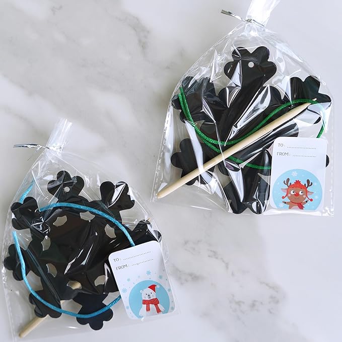 Winlyn 56 Sets 8 Styles Magic Color Scratch Snowflake Ornaments Christmas Scratch Art Decorations Christmas Craft Kits Winter Crafts for Kids Party Favors Holiday Seasonal Home Classroom Activities