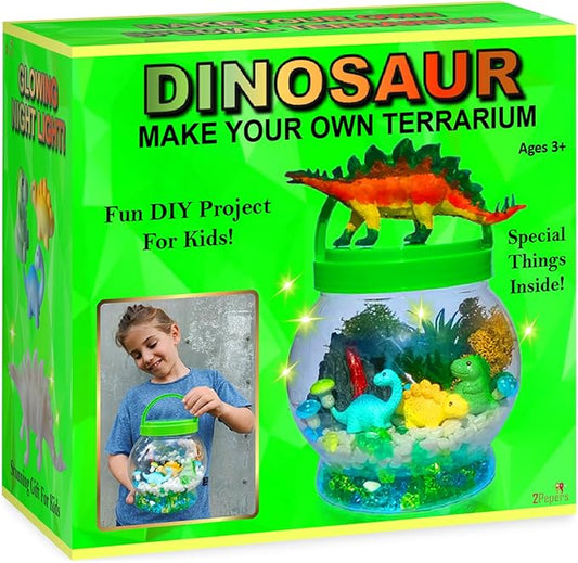 DIY Dinosaur Gifts for Boys, Kids Birthday Gifts Arts and Crafts for Boys Nightlight Terrarium Kit, Toys for Boys Age 3 4 5 6 7 8 9 10 11 12 Year Old