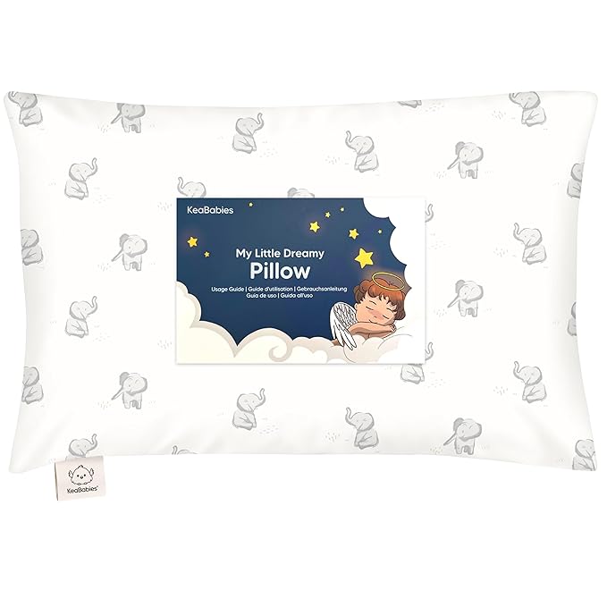 Toddler Pillow with Pillowcase - 13x18 My Little Dreamy Pillow, Organic Cotton Toddler Pillows for Sleeping, Kids Pillow, Travel Pillows, Mini Pillow, Nursery Pillow, Toddler Bed Pillow (Elly)