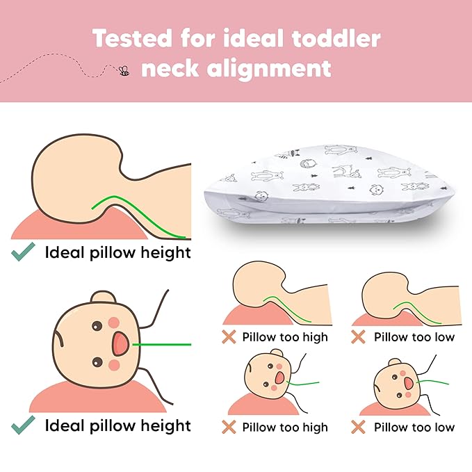 Toddler Pillow with Pillowcase - 13x18 My Little Dreamy Pillow, Organic Cotton Toddler Pillows for Sleeping, Kids Pillow,Travel Pillows,Mini Pillow,Nursery Pillow,Toddler Bed Pillow (KeaFriends)