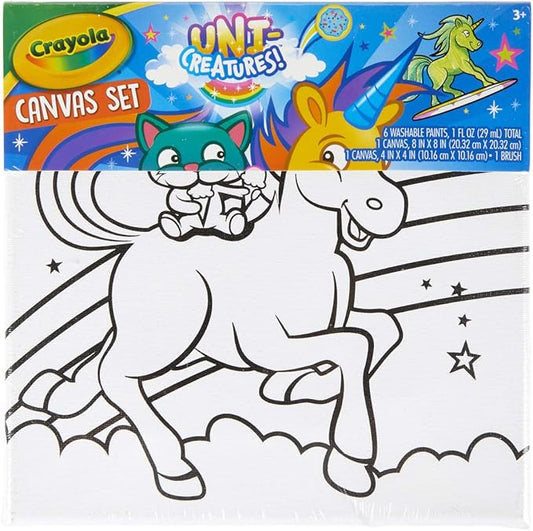 Crayola Unicorn Canvas Paint Set, Gift for Kids, Ages 3, 4, 5, 6, Multi-colored, One Size
