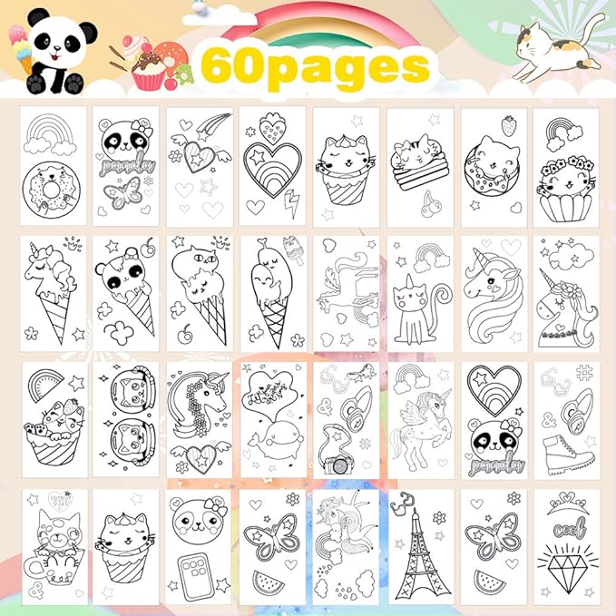 Panda Coloring Book Set with Coloring Pages & Colored Pencils, Art Supplies for Kids Ages 4-6-8, Arts Crafts Travel Coloring Kit for Girls 4 5 6 7 8 Year Old Birthday Gift