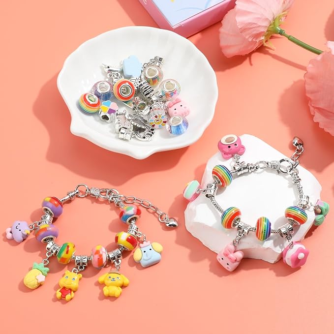 Eihatfif Charm Bracelet Making Kit,Unicorn/Mermaid Crafts Gifts Set for Girls Teens Age 4-12，Jewelry Making Supplies Beads