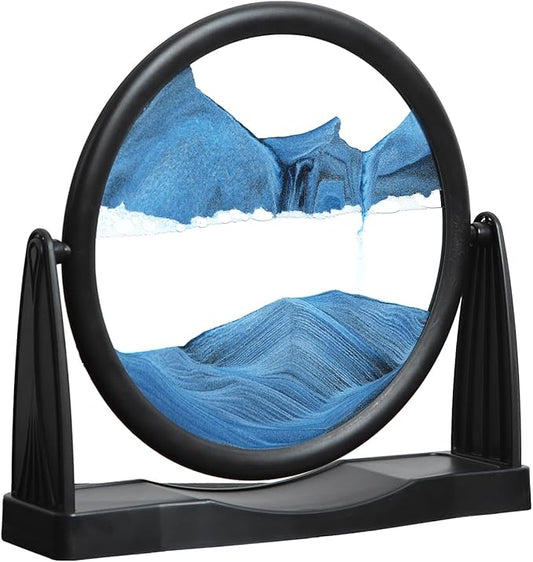 MXYATCJ | Moving Sand Art | Sand Art Liquid Motion | Sand Art Pictures | 3D Deep Sea Sandscape | Glass Sand Art Display | Sand Relaxing Gift for Adult | Home Office Decor | Desktop Toys | (10'' Blue)