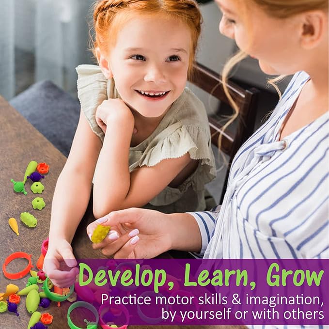 Happytime Snap Pop Beads Girls Toy DIY Jewelry Marking Kit Fashion Fun for Necklace Ring Bracelet Art Kids Crafts Birthday Fun Gifts Toys for 3, 4, 5, 6, 7,8 Year Old Kids Girls