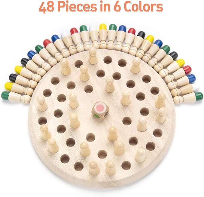 Wooden Memory Chess Matching Game: Large Family Board Games for Kids and Adults, Montessori Preschool Learning Educational Toy for Toddler 3 4 5 6 7 8+ Year Old, Birthday Gift for Boy Girl