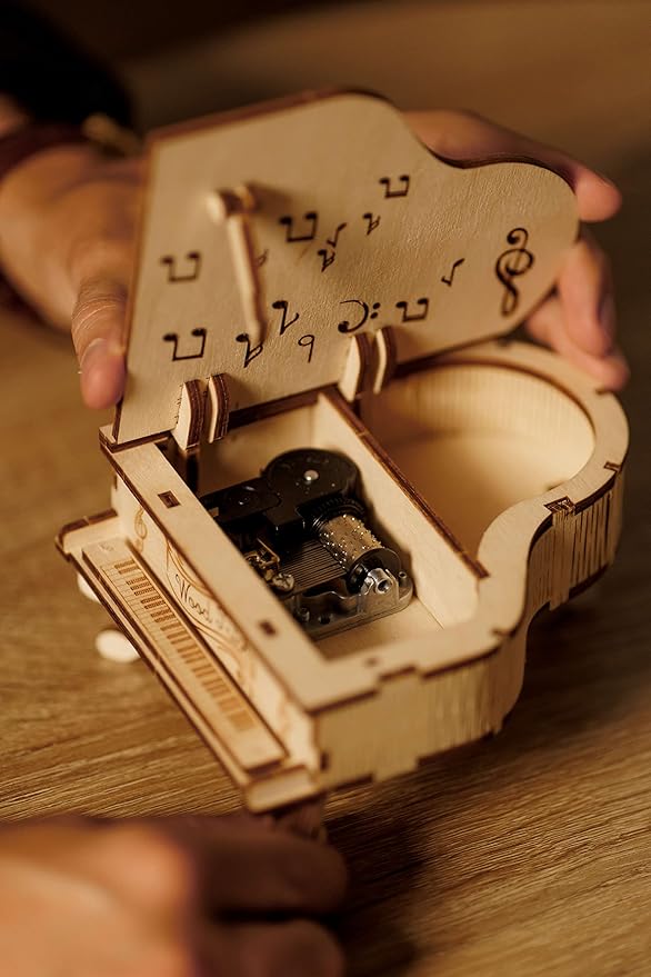 Wood Trick Toy Piano Music Box Moonlight Sonata, Wooden Musical Piano Toy Mini - 3D Wooden Puzzle, Assembly Toys, Brain Teaser for Adults and Kids