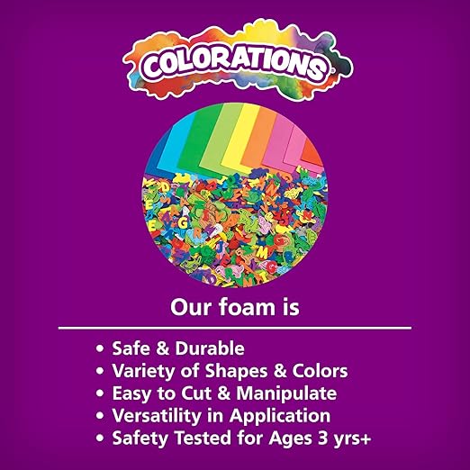 Colorations Bucket of Fun Foam Shapes Multicolor Arts and Crafts Material for Kids (1/2 lb.)