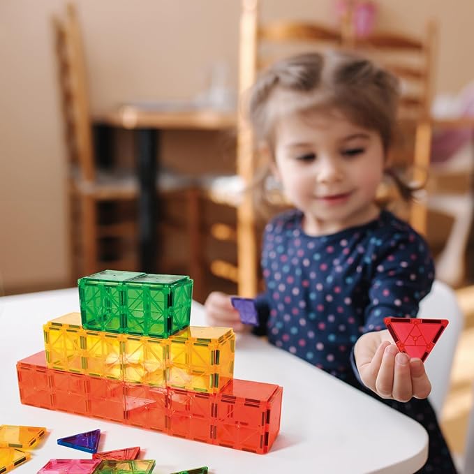 Magnetic Tiles, 64 PCS Magnetic Building Blocks, Magnets Building Set, STEM Toys for Kids Boys and Girls Creative and Inspirational