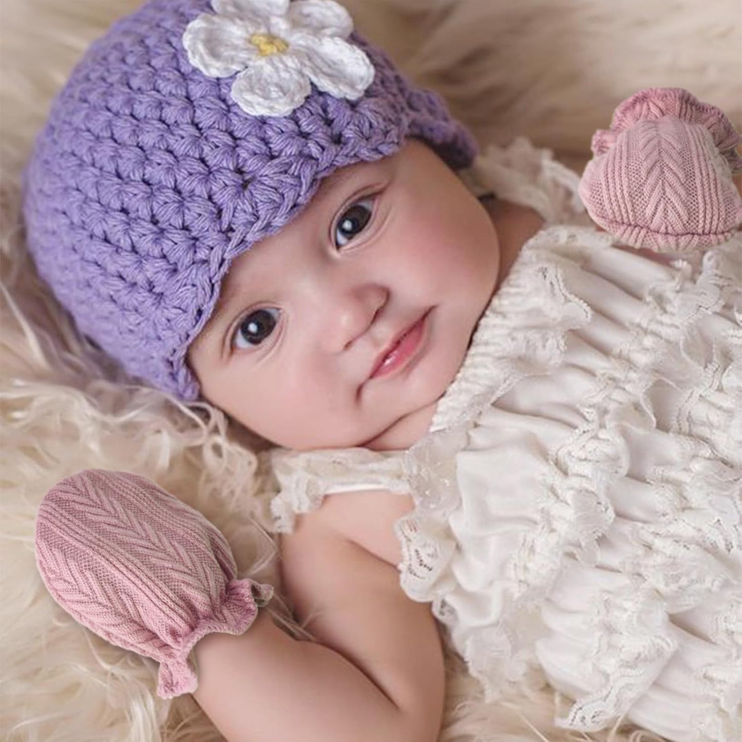 BQUBO Newborn Infant Toddler Mittens No Scratch Cotton Elastic Wrist Gloves Hypoallergenic for 0-6 Months Baby Boys Girls