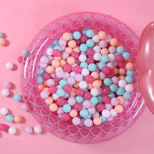 GOGOSO 100 Ball Pit Balls - Pink Soft Plastic Balls Phthalate Free BPA Free Play Balls for Ball Pool Birhtday Party Girls Kids with Storage Bag, 2.15inches