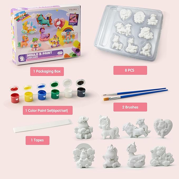 stochastic box Kids Crafts Set, Ceramic Painting Kit,Paint Your Own DIY Ceramic Figurines,Painting Kit DIY Toys Kids