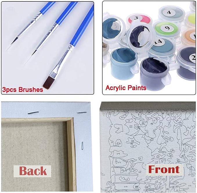 Paint by Numbers,DIY Oil Painting Kit for Kids – 12” x 16” Funny Elephant Pattern with Wooden Easel