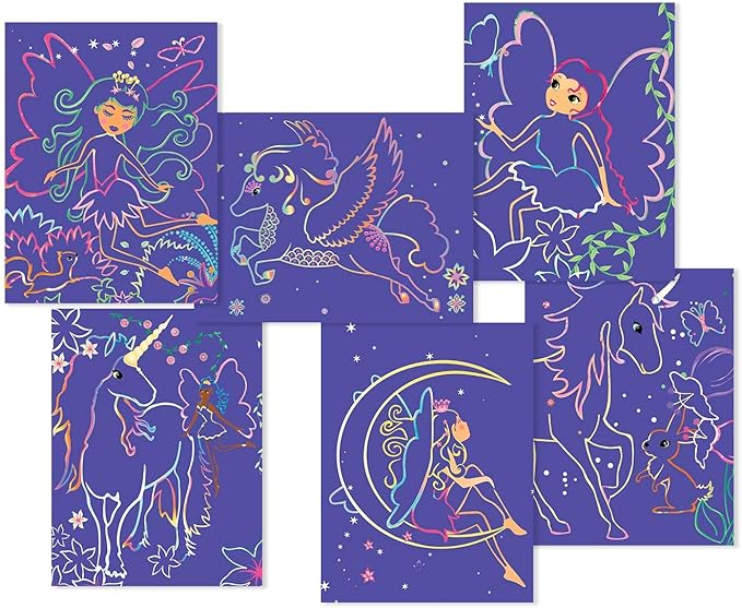 Totally Magical Forest Fairies and Unicorns Scratch Art Kit to Make, Display and Share