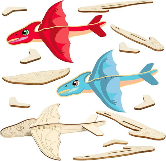 Fennoral 14 Pack Wooden Dragon Craft for Kids Make Your Own 3D Dragon kit for Boys Girls DIY Paint Wood Craft for School Art Activity Kids Birthday Gifts