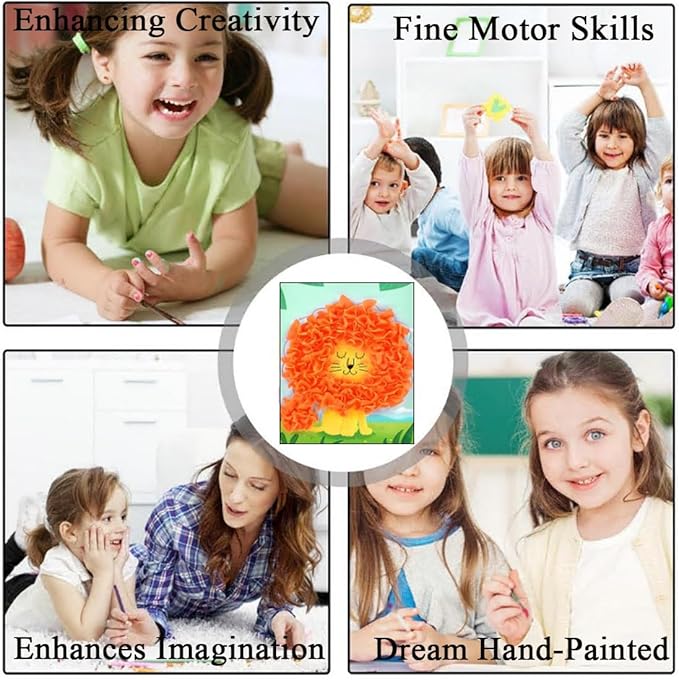 Virtegasas Creative Puzzle Puncture Painting Poke Art DIY Sets, Poking Painting Fabric Art Frenzy Paper Craft Kit Creative Handmade Toys (A)